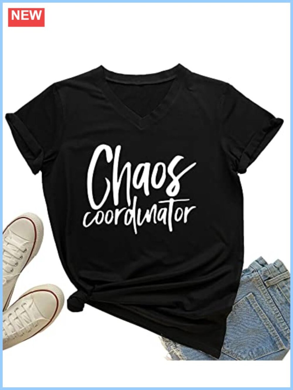 Women's Chaos Coordinator V-Neck Graphic T-Shirt Short Sleeve Casual Tee